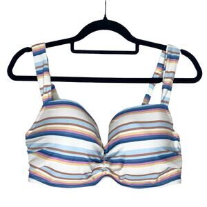 Target Shade & Shore Light Lift Striped Bralette Bikini Top 38D White Blue Swim